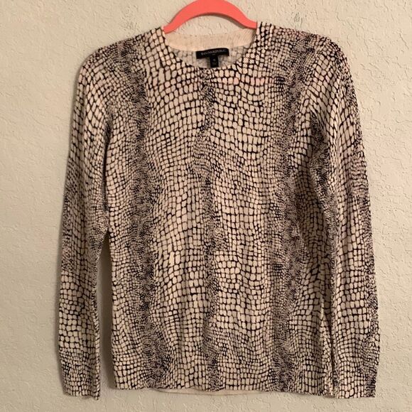 Banana Republic Cotton Reptile Print Long Sleeve Crew Neck Sweater Size M - Picture 1 of 7